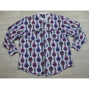 Vintage 90s Rough‎ Rider Western Shirt Men's (XL) Long Sleeve Aztec Geometric